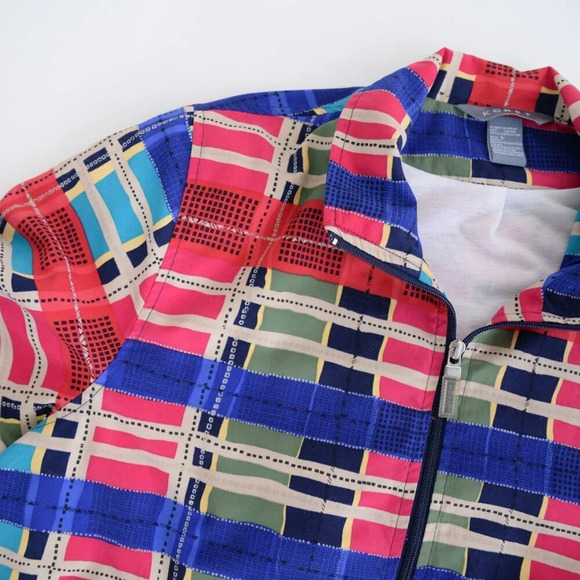 Vintage 90'S  Koret Pink & Blue Checker Pattern Zip Up Bomber Jacket L - Picture 12 of 12